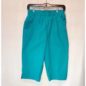 80's Vintage Skiva Teal Capris Coulottes Side Buttons